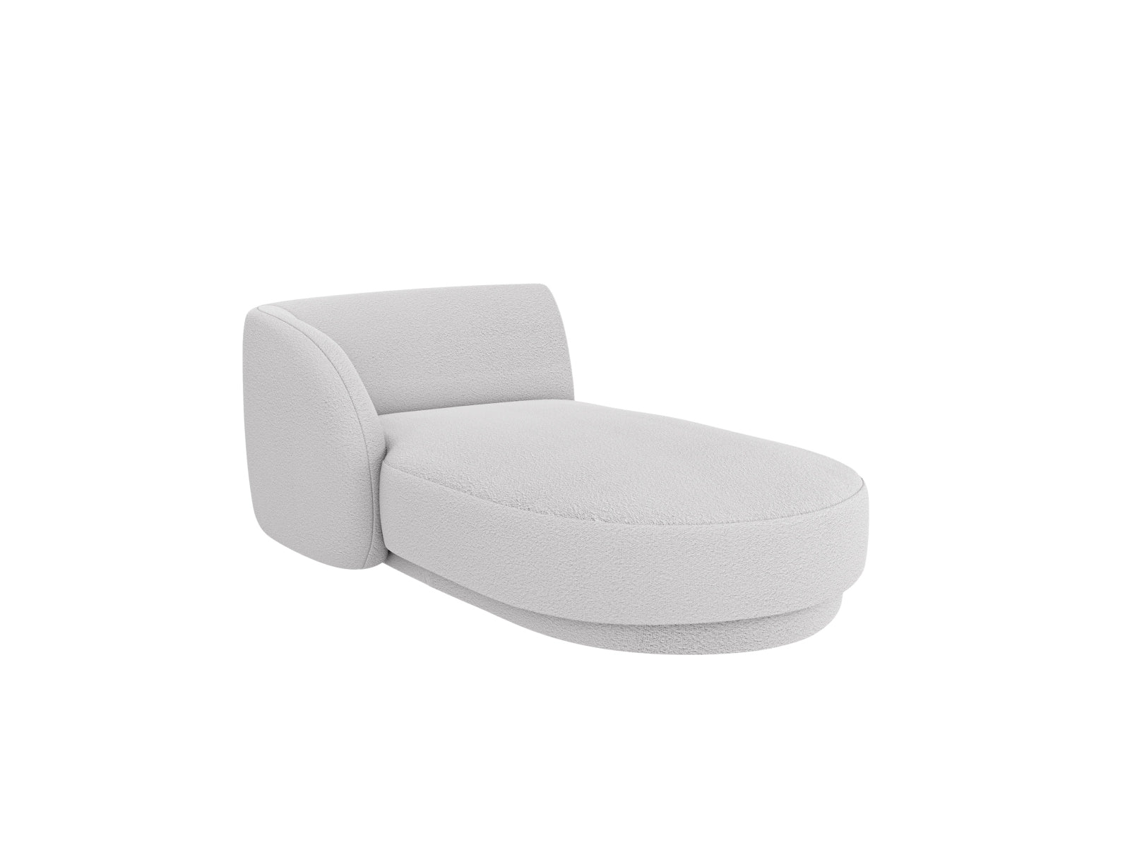 Elegantes Miley Boucle Sofa Chaise Lounge links in hellem Grau, ideal für stilvolle Wohnräume. Komfortabler 2-Sitzer von Micadoni.