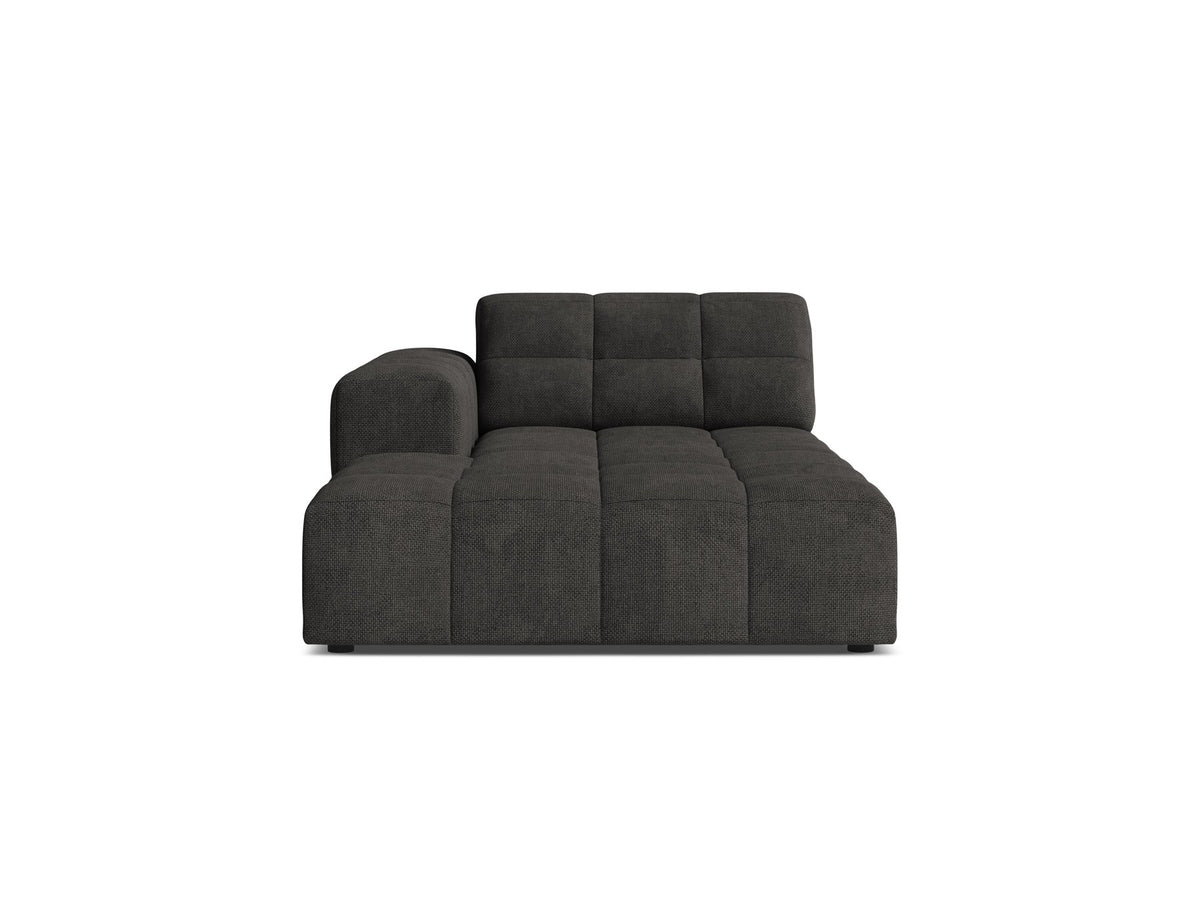 Chaiselongue Jennifer von Micadoni in Beige, Bezug aus Chenille-Stoff Eden, schwarze Kunststoffbeine, linksseitige Ausrichtung, modulares Sofaelement.
