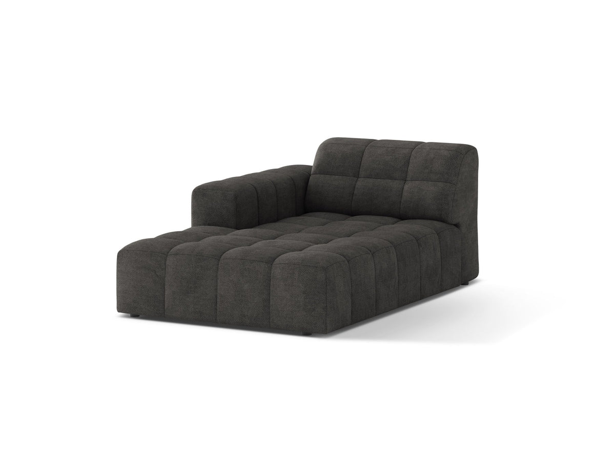Chaiselongue Jennifer von Micadoni in Beige, Bezug aus Chenille-Stoff Eden, schwarze Kunststoffbeine, linksseitige Ausrichtung, modulares Sofaelement.