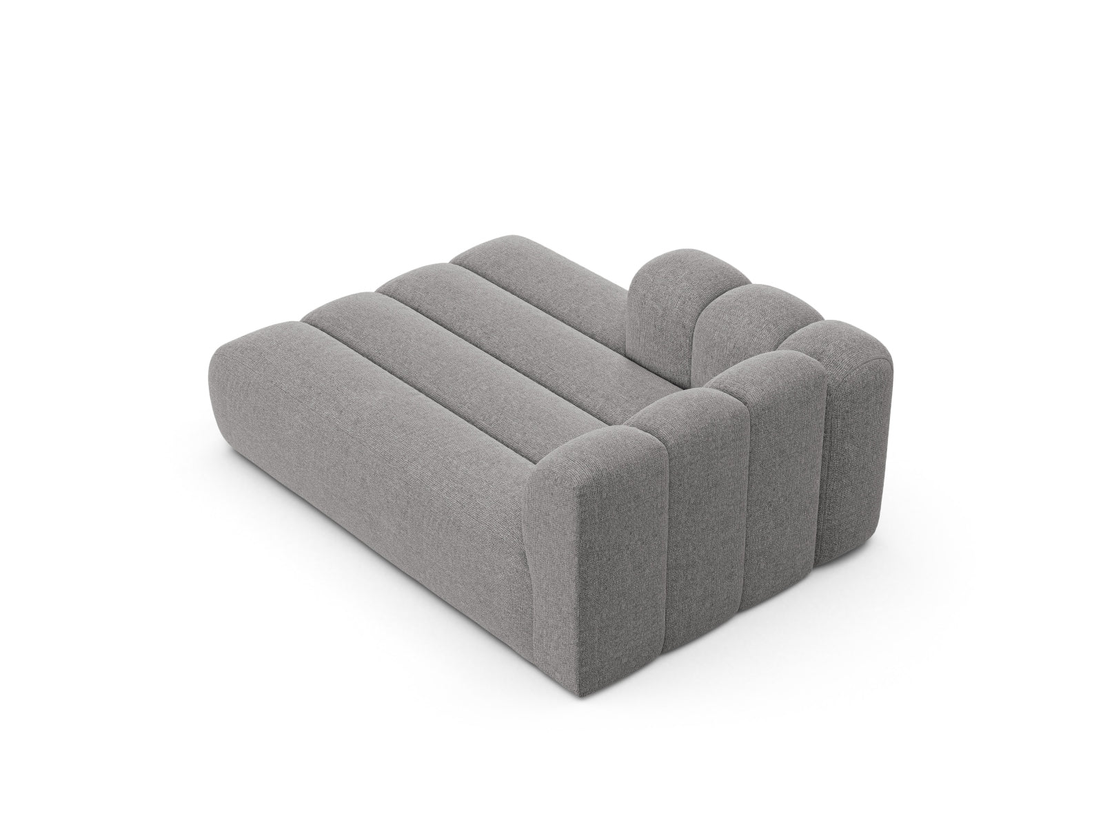 Moderne Lupine Chaise Longue links für 2 Personen in sanftem Grau, perfekt für kreative Raumgestaltungen und gemütliche Sitzgelegenheiten.