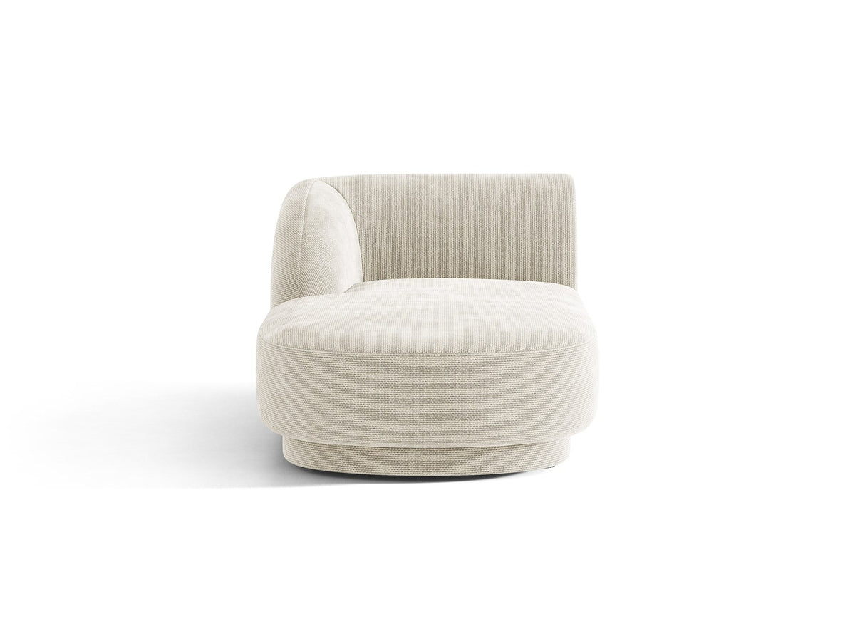 Chaiselongue Miley von Micadoni in Dunkelbeige mit Bluvel-Stoffbezug, schwarzen Kunststoffbeinen und niedriger Rückenlehne, modulares Sofa-Element.
