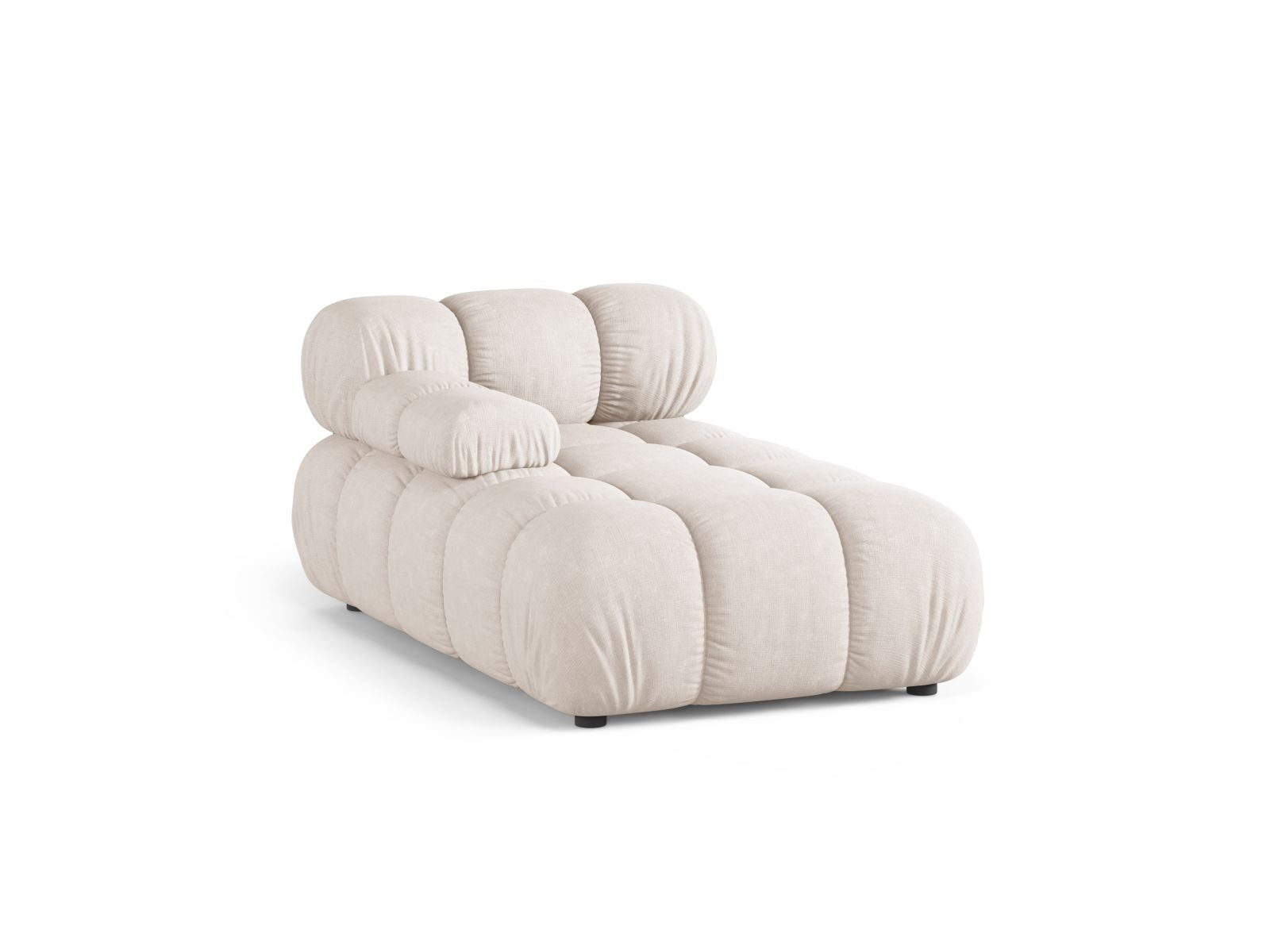 Elegante linke Chaise Longue Bellis in Beige-Liberty, ideal für stilvolle Wohnräume. Teil des modularen Sofas von Micadoni.