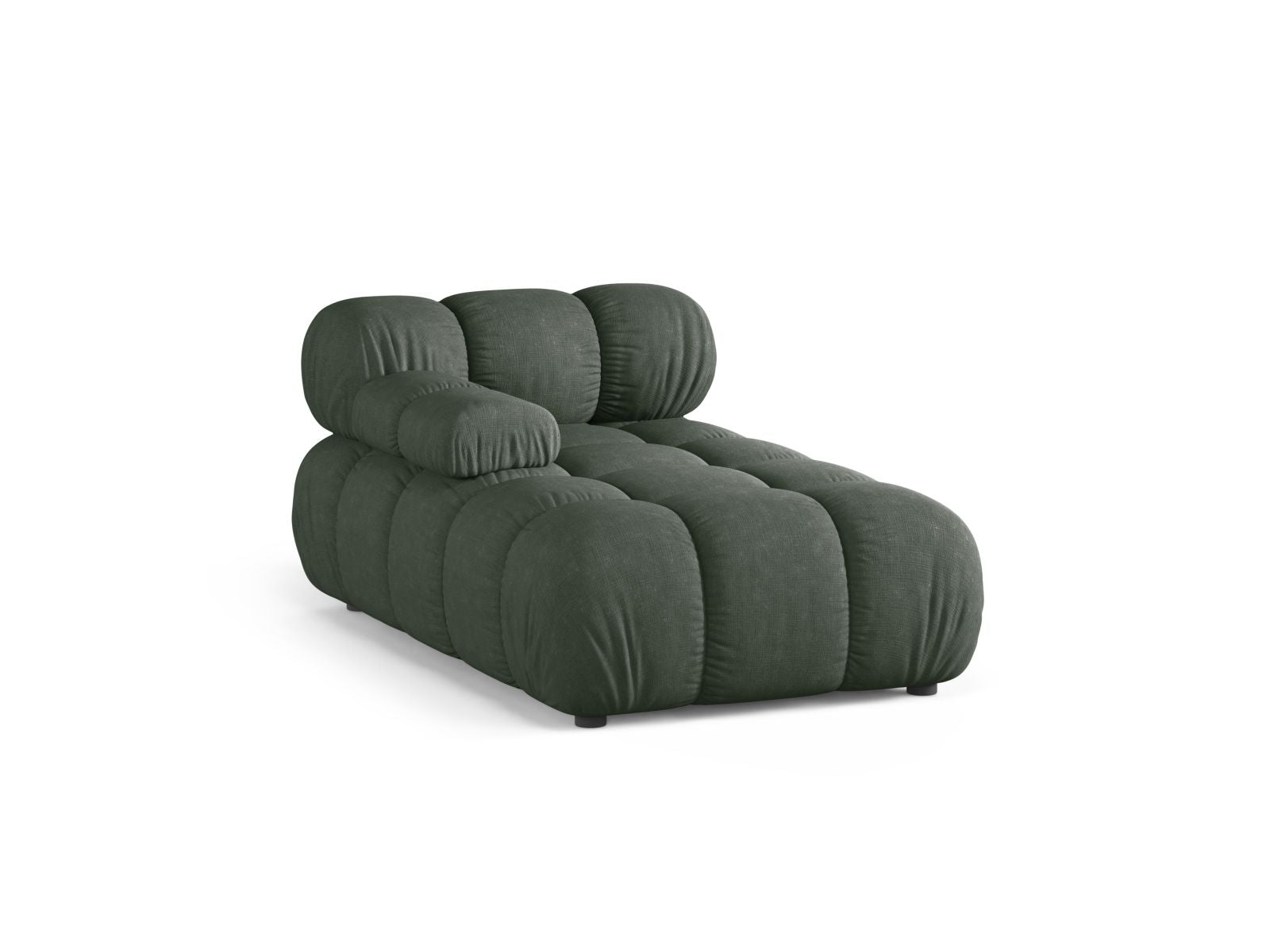 Elegante linke Chaise Longue Bellis in Moosgrün, Teil des modularen Sofas von Micadoni, ideal für stilvolle Wohnräume.