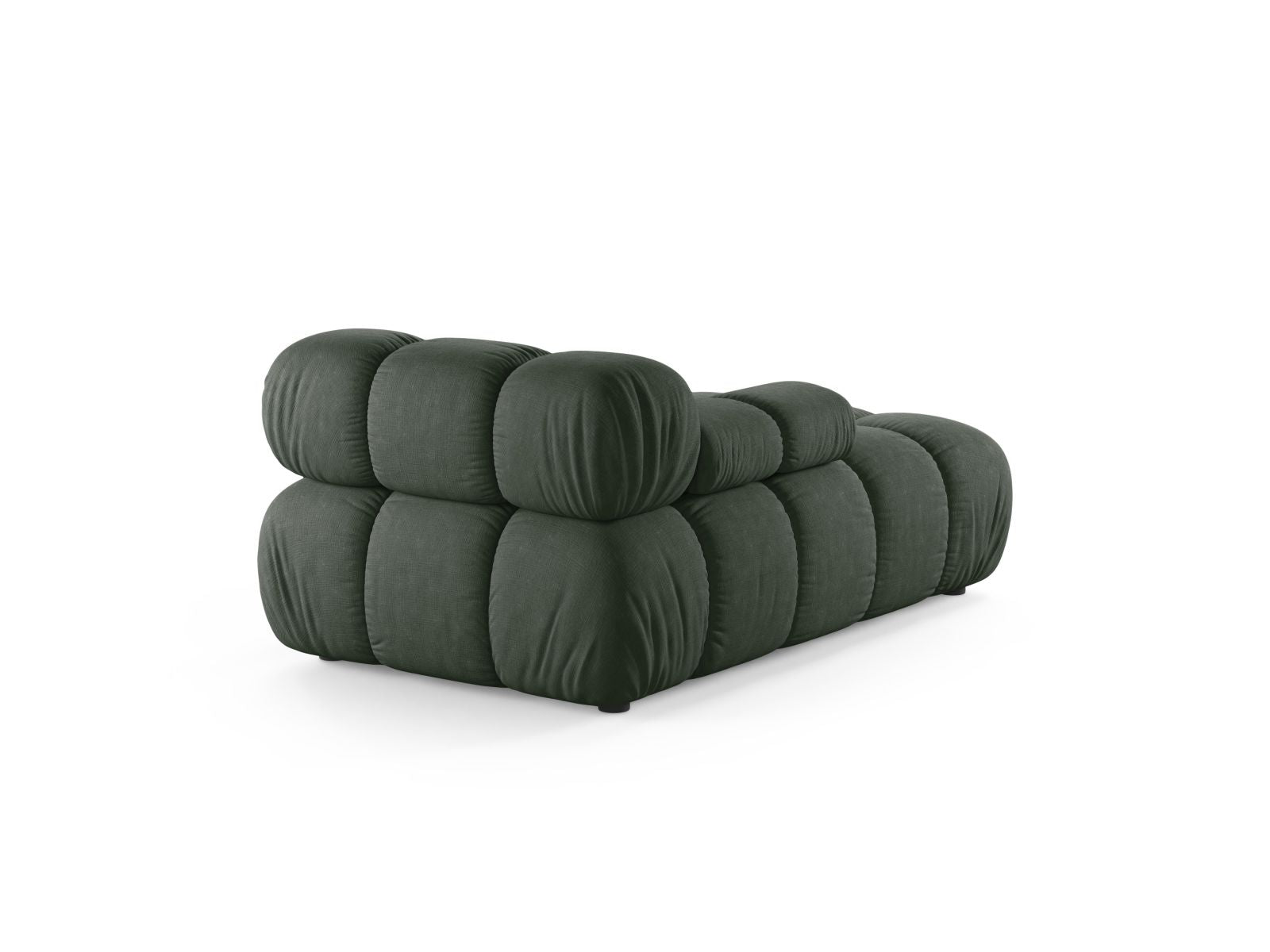 Elegante linke Chaise Longue Bellis in tiefem Moosgrün, ideal für stilvolle Wohnräume und entspannende Rückzugsorte.