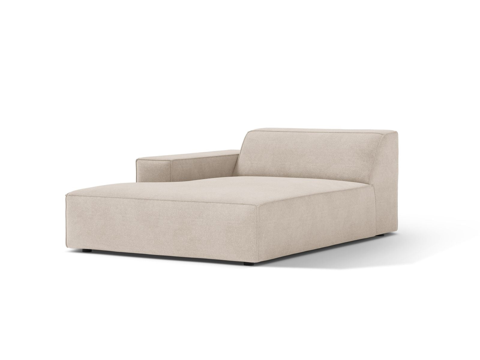 Elegante 1-Sitzer Chaise Longue Links Jodie in sanftem Beige, ideal für stilvolle Wohnräume. Teil der modularen Sofaserie von Micadoni.