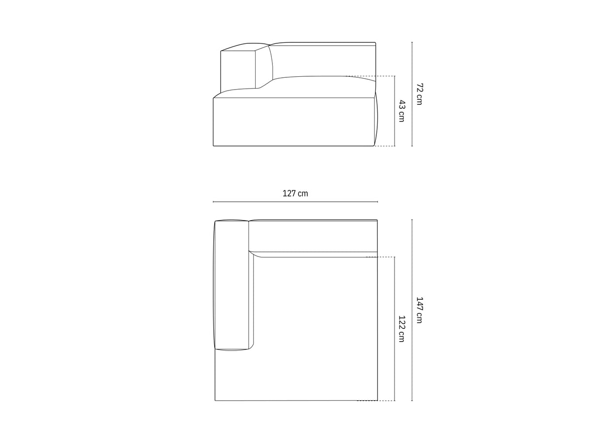 1-Sitzer Modul Chaise Longue Links Nuria in Deep Petrol-Liberty präsentiert im Onlineshop von KAQTU Design AG. Modulares Sofa ist von Micadoni