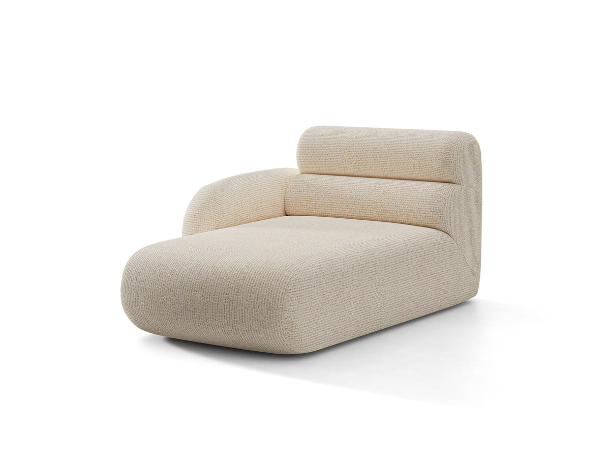 Modulares Sofa Neo Chaiselongue von Micadoni in dunklem Olivgrün mit hoher Rückenlehne und schwarzen Kunststoffbeinen aus Polypropylen.