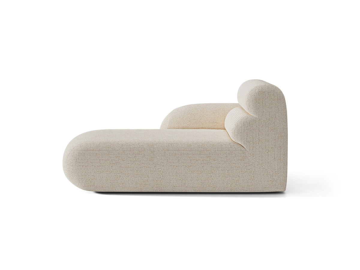 Modulares Sofa Neo Chaiselongue von Micadoni in dunklem Olivgrün mit hoher Rückenlehne und schwarzen Kunststoffbeinen aus Polypropylen.