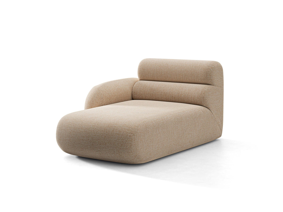 Modulares Sofa Neo Chaiselongue von Micadoni in dunklem Olivgrün mit hoher Rückenlehne und schwarzen Kunststoffbeinen aus Polypropylen.