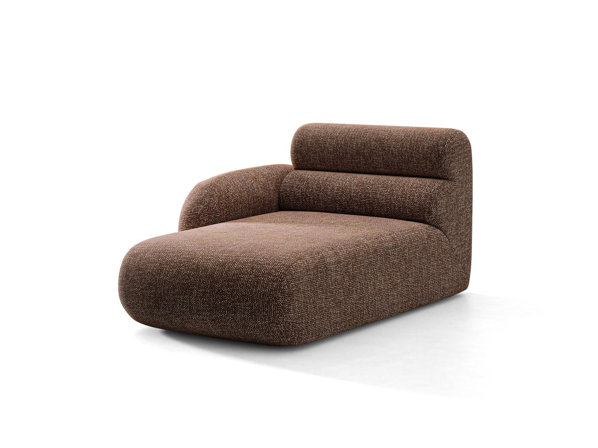 Modulares Sofa Neo Chaiselongue von Micadoni in dunklem Olivgrün mit hoher Rückenlehne und schwarzen Kunststoffbeinen aus Polypropylen.