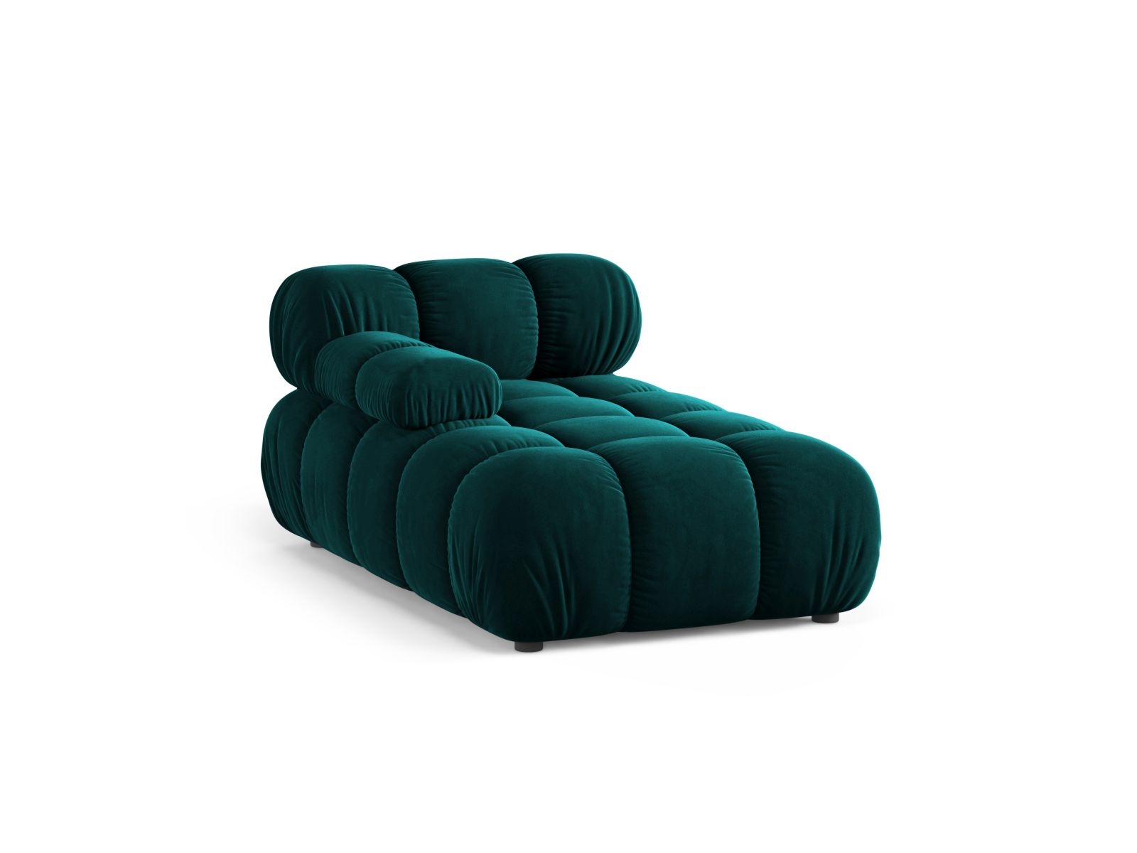 Elegante 1-Sitzer Chaise Longue links Bellis in tiefem Petrol, ideal für stilvolle Wohnräume. Teil der modularen Sofa-Kollektion von Micadoni.