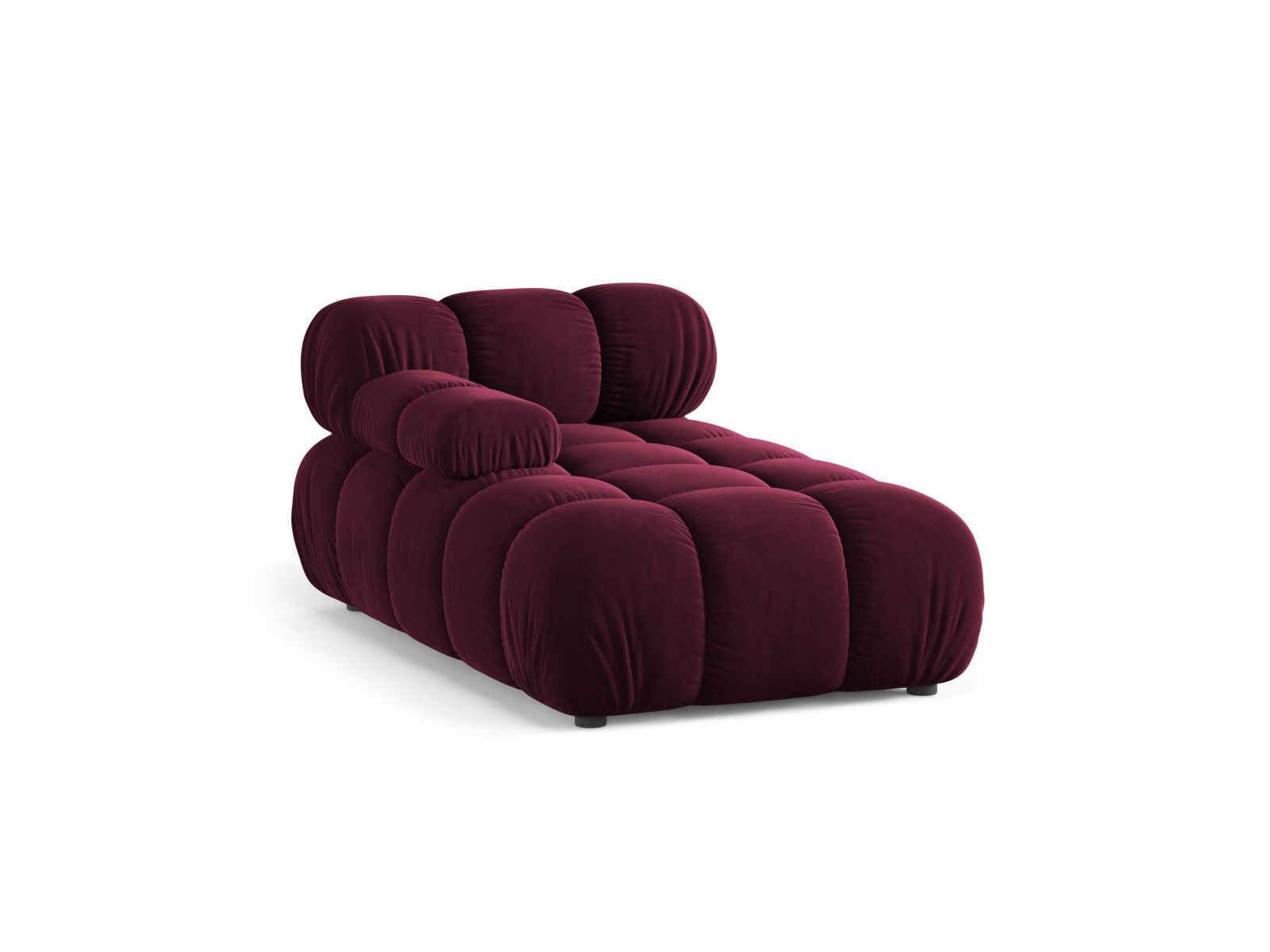 Elegante 1-Sitzer Chaise Longue links Bellis in tiefem Burgunderrot, ideal für stilvolle Wohnräume und vielseitige Sofa-Kombinationen.