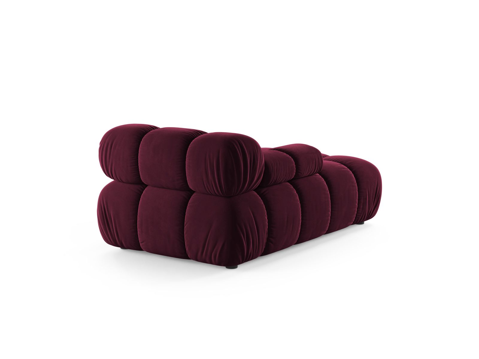 Elegante linke Chaise Longue Bellis in tiefem Burgunderrot, ideal für kreative Wohnräume und vielseitige Sofa-Layouts.