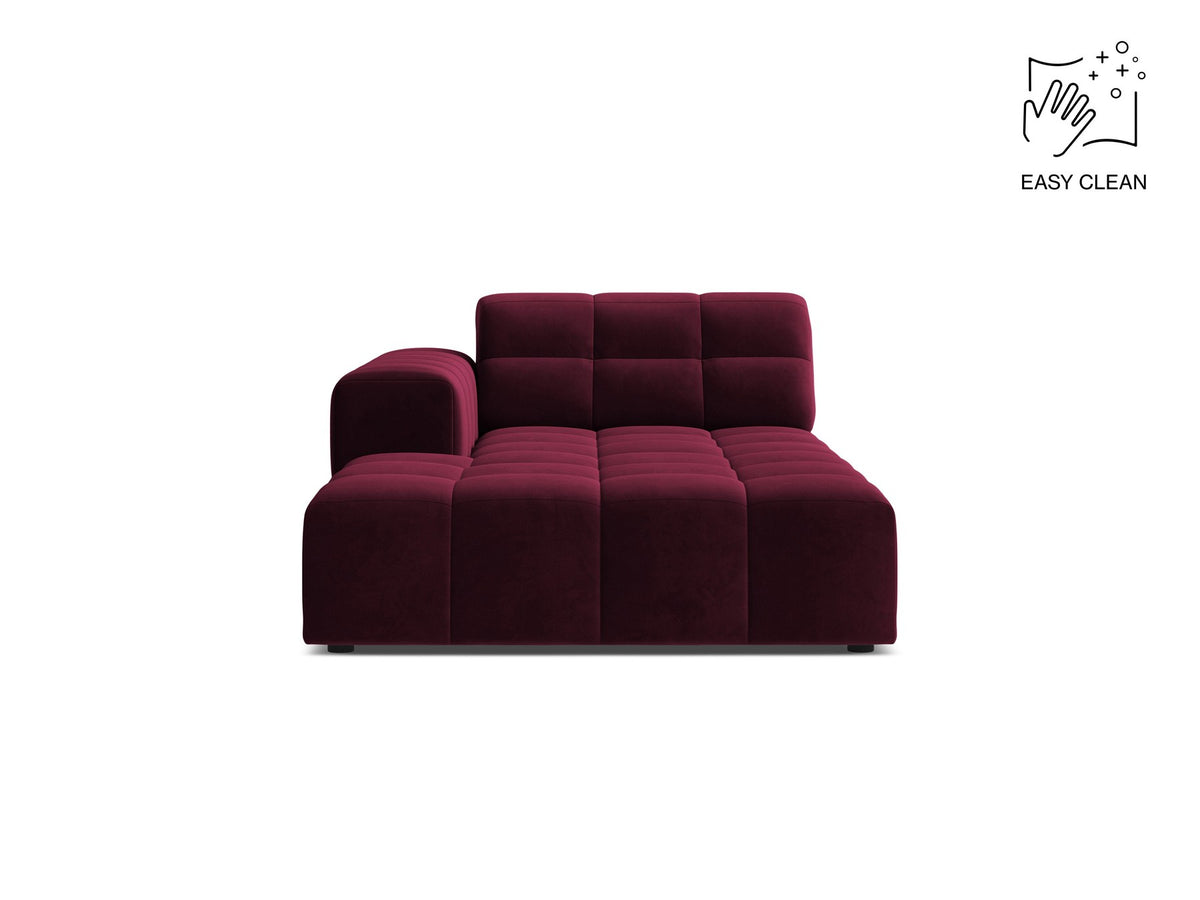 Chaiselongue Jennifer von Micadoni in Beige, Bezug aus Chenille-Stoff Eden, schwarze Kunststoffbeine, linksseitige Ausrichtung, modulares Sofaelement.
