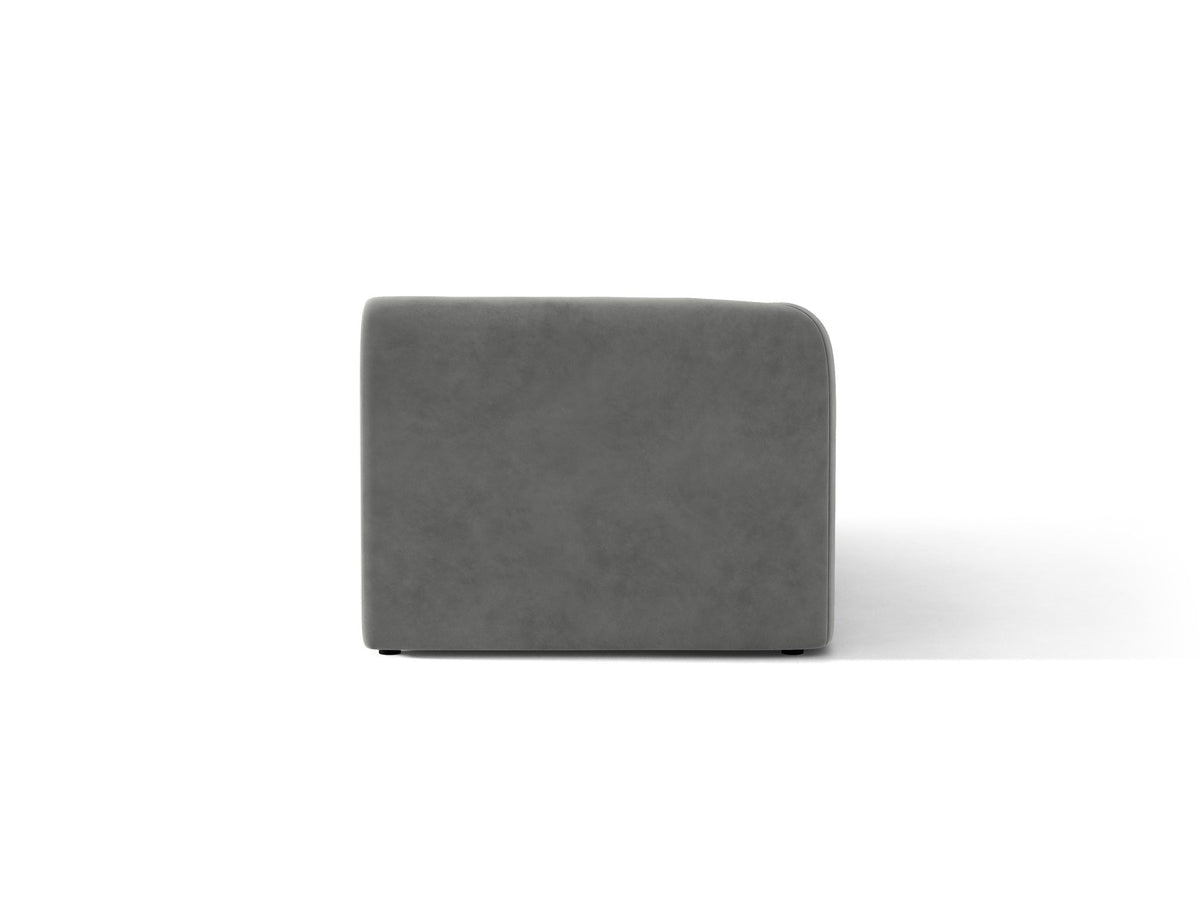 Chaiselongue Miley von Micadoni in Dunkelbeige mit Bluvel-Stoffbezug, schwarzen Kunststoffbeinen und niedriger Rückenlehne, modulares Sofa-Element.