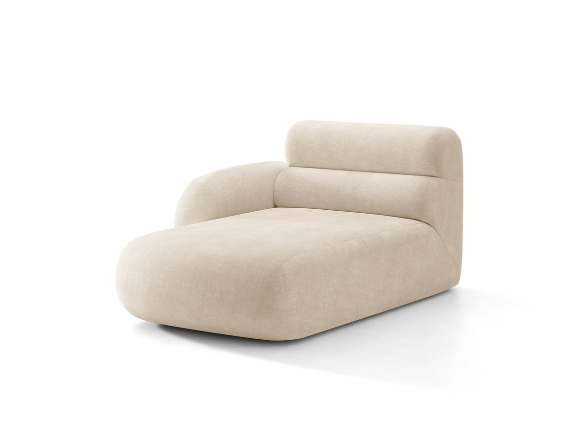 Modulares Sofa Neo Chaiselongue von Micadoni in dunklem Olivgrün mit hoher Rückenlehne und schwarzen Kunststoffbeinen aus Polypropylen.