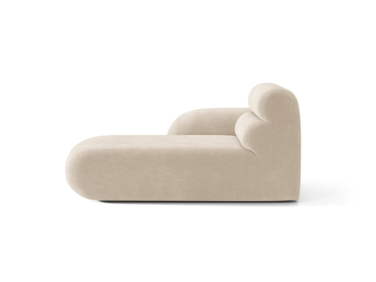 Modulares Sofa Neo Chaiselongue von Micadoni in dunklem Olivgrün mit hoher Rückenlehne und schwarzen Kunststoffbeinen aus Polypropylen.