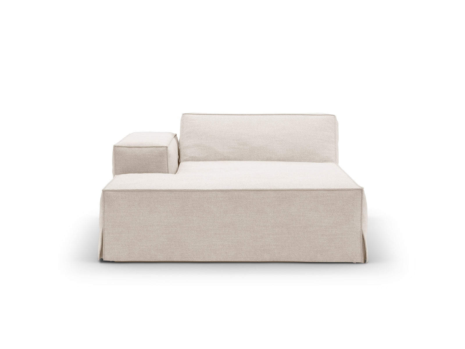 Beige Jodie Modular Chaise Longue links 1 Sitzer von Micadoni, stilvolles und flexibles Sofa für modernes Wohnen.