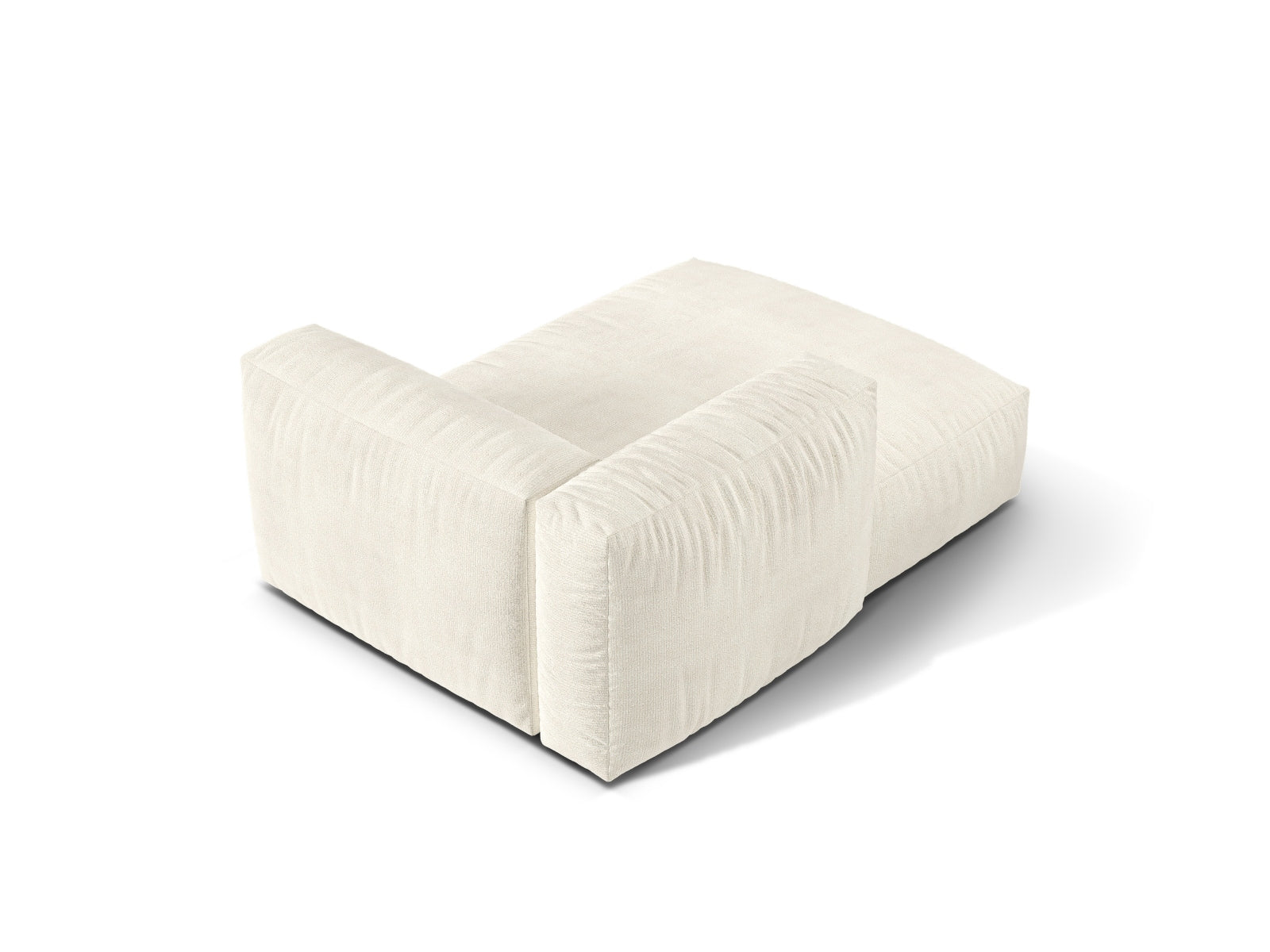 Elegante 1-Sitzer Chaise Longue Links Martina in zartem Ivory-Monet, ideal für kreative Raumgestaltungen und gemütliche Entspannung.