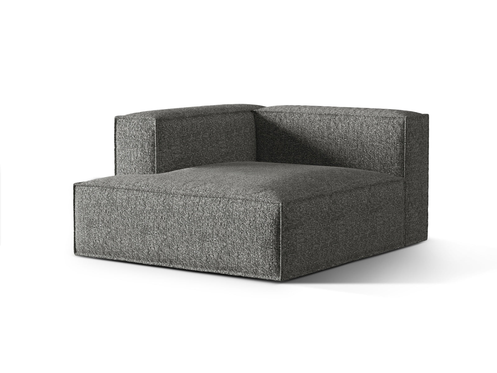Elegante Nuria Boucle Chaise Longue links in Graphit, ideal für stilvolle Wohnräume. Modulares Sofa von Micadoni, perfekt für individuelles Design.