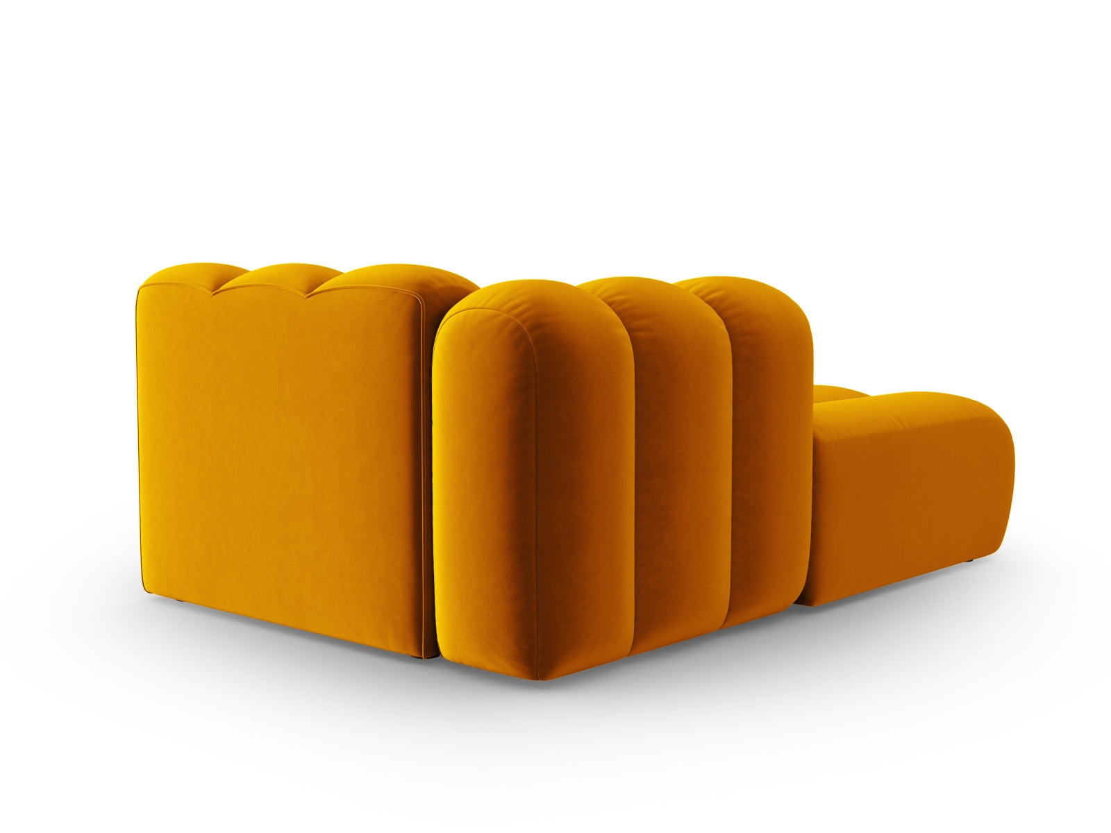 Stilvolles 2-Sitzer Velour Sofa Chaise Lounge links von Micadoni in leuchtendem Gelb, perfekt für moderne Wohnkonzepte.
