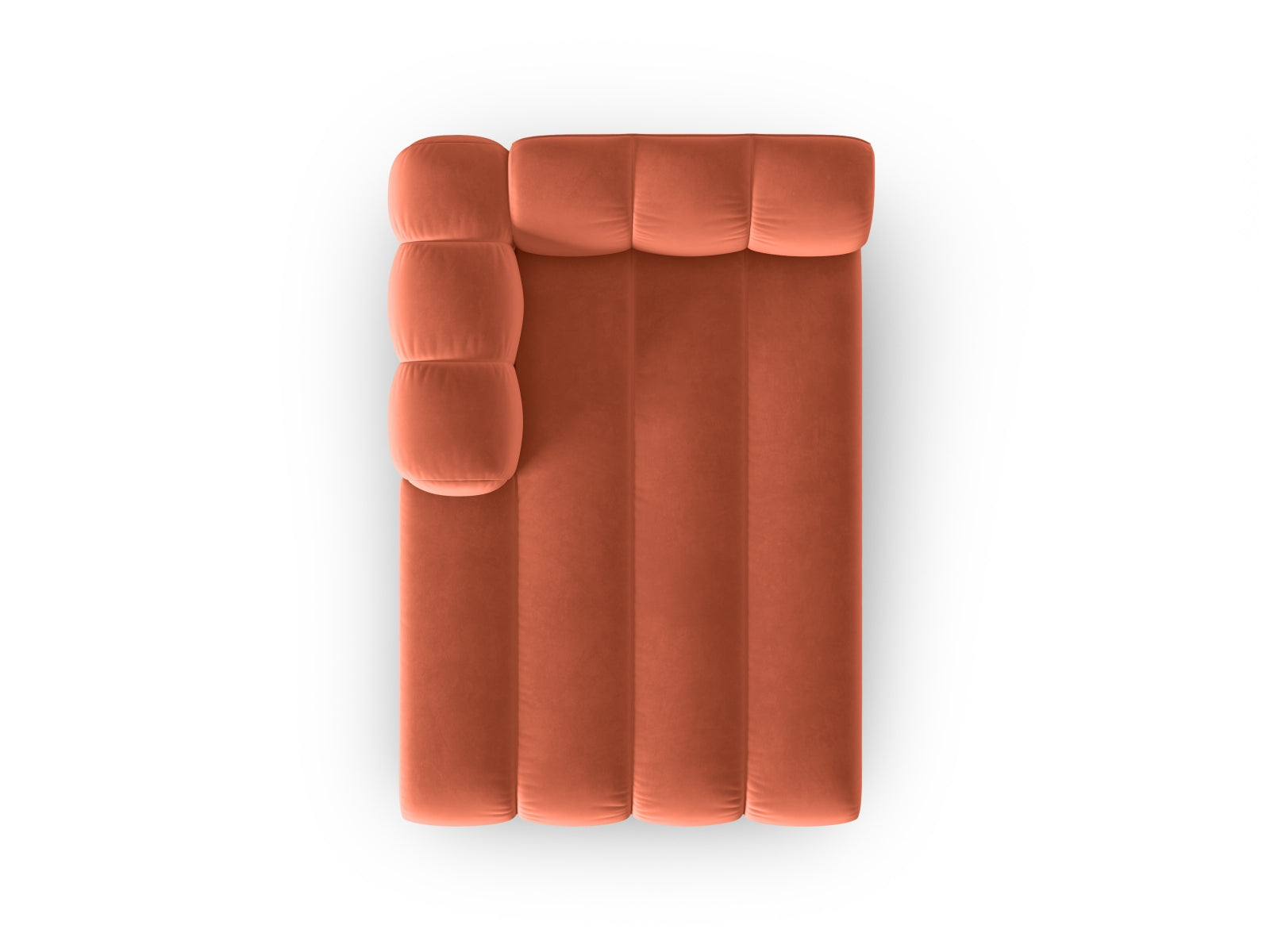 Elegantes 2-Sitzer Velour Sofa Chaise Lounge links von Micadoni in Coral-Salvador, ideal für moderne und komfortable Wohnräume.