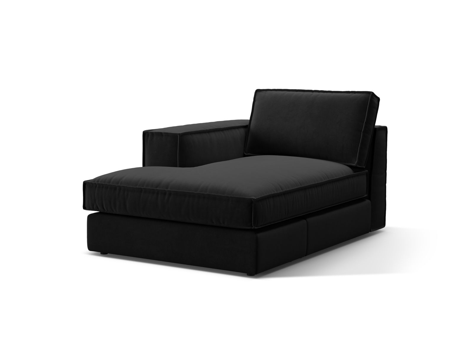 Elegante linke Chaise Longue Pola in Schwarz, ideal für stilvolle Wohnräume. Teil des modularen Sofas von Micadoni.