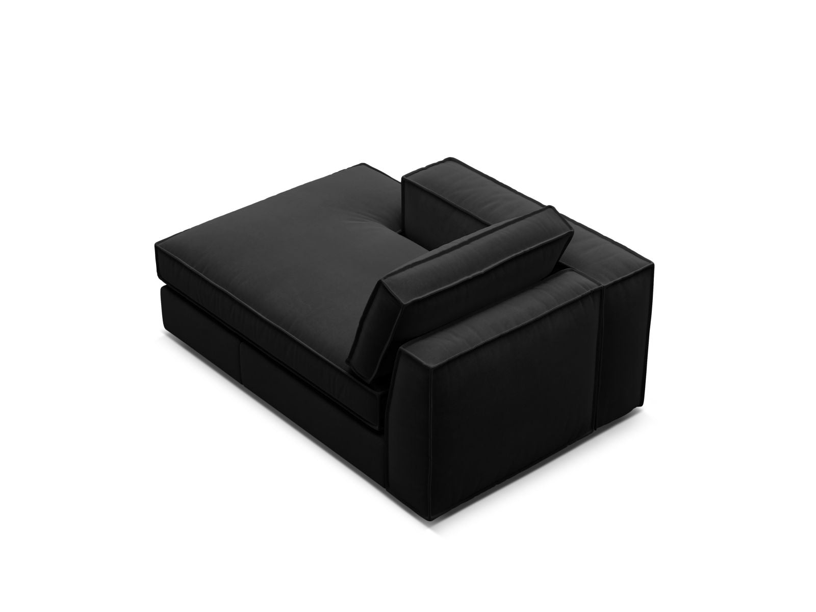 Elegante linke 1-Sitzer Chaise Longue Pola in Schwarz, ideal für stilvolle und flexible Einrichtungslösungen.