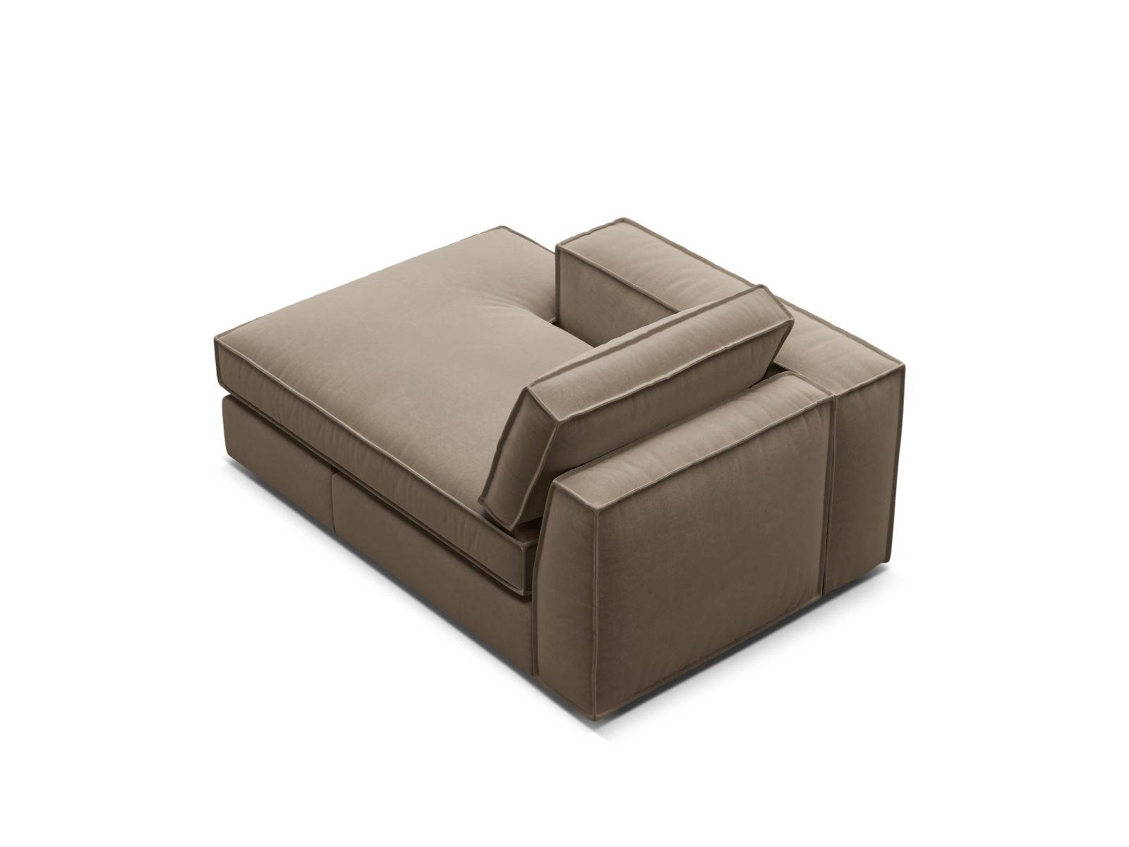 Elegante 1-Sitzer Chaise Longue links Pola in stilvollem Grau-Braun, ideal für stilvolle Wohnräume und entspannende Momente.
