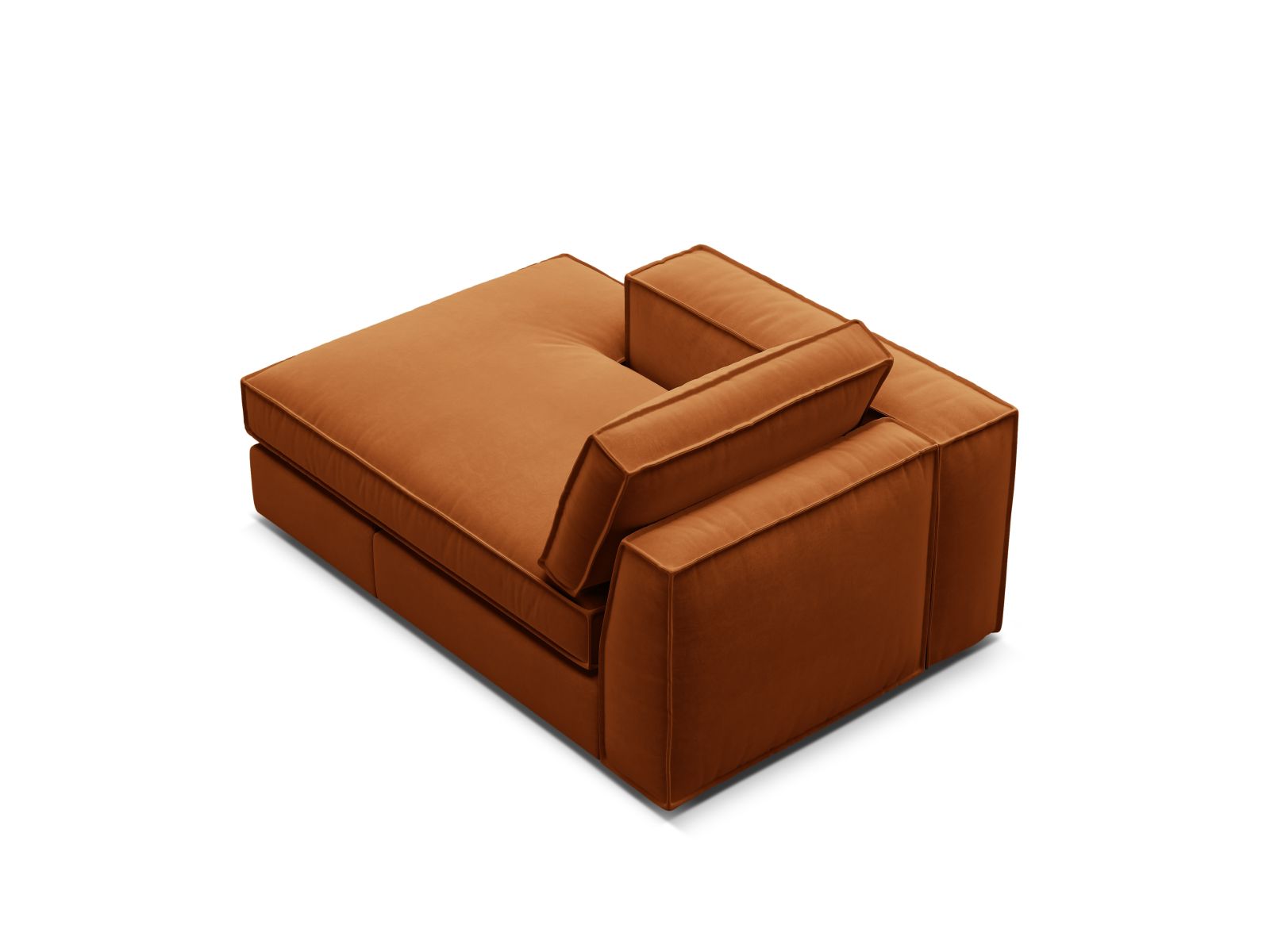 Elegante linke Chaise Longue in warmem Terracotta, ideal für stilvolle Wohnräume und entspannende Momente.