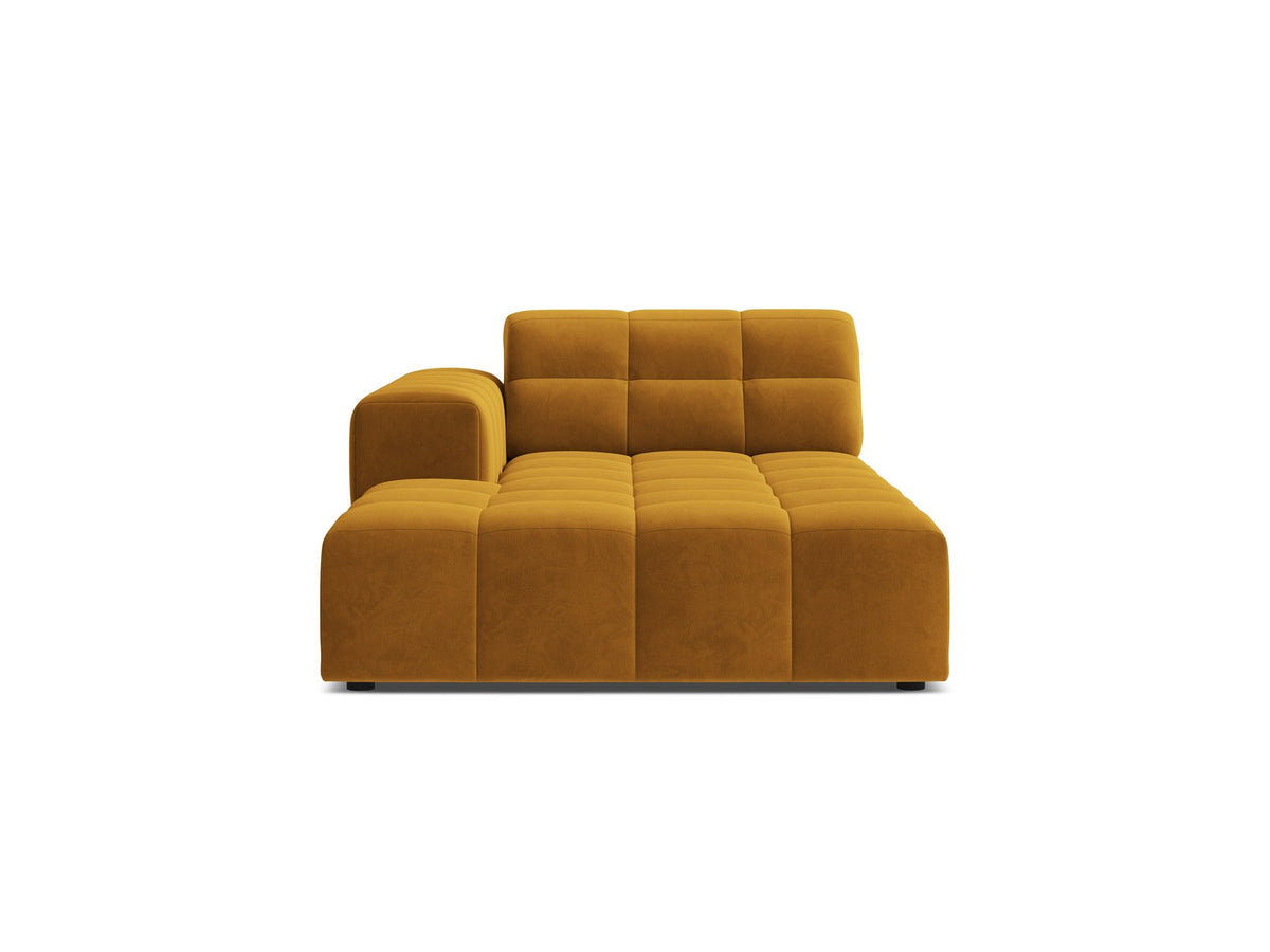 Chaiselongue Jennifer von Micadoni in Beige, Bezug aus Chenille-Stoff Eden, schwarze Kunststoffbeine, linksseitige Ausrichtung, modulares Sofaelement.