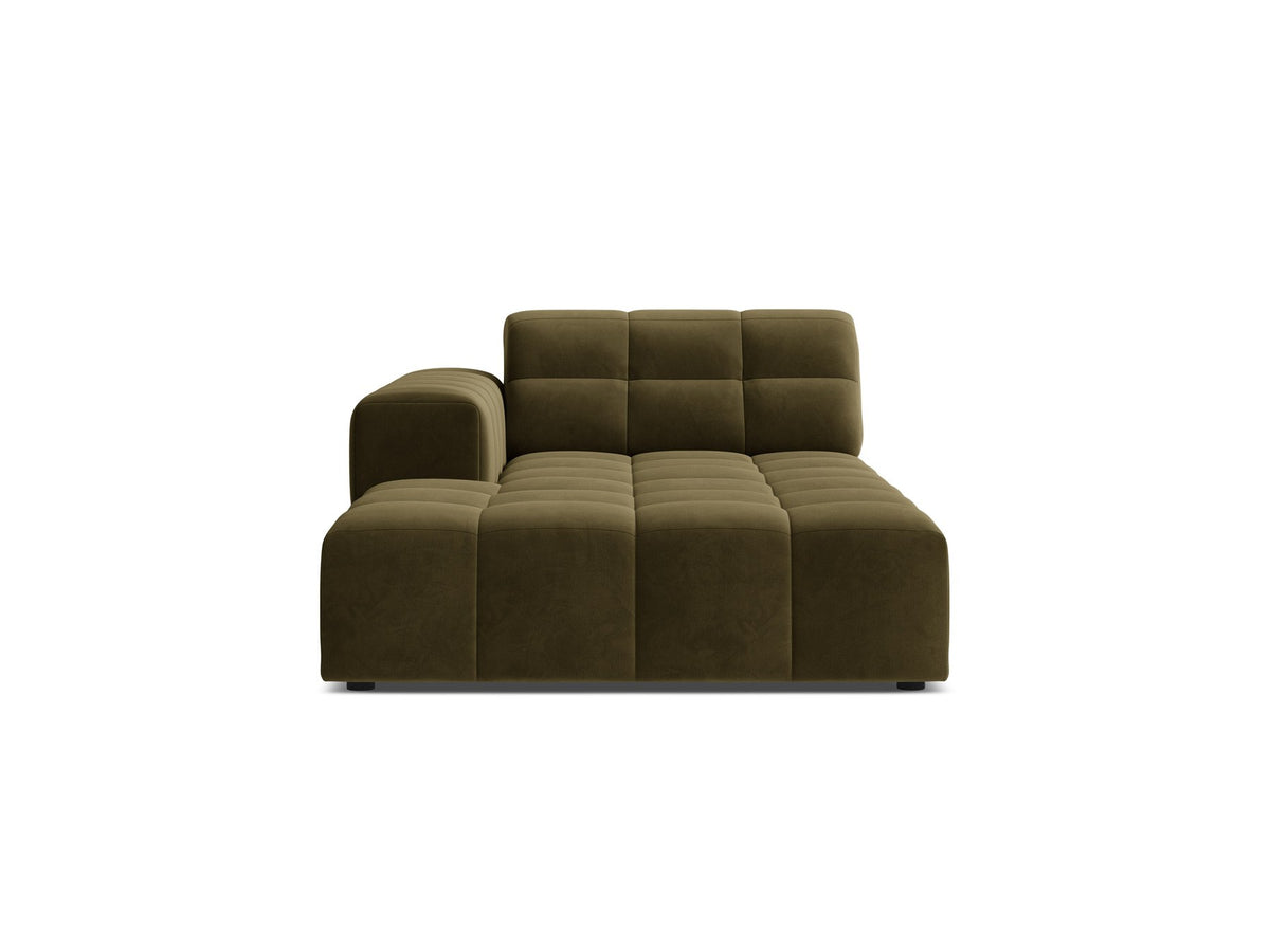 Chaiselongue Jennifer von Micadoni in Beige, Bezug aus Chenille-Stoff Eden, schwarze Kunststoffbeine, linksseitige Ausrichtung, modulares Sofaelement.