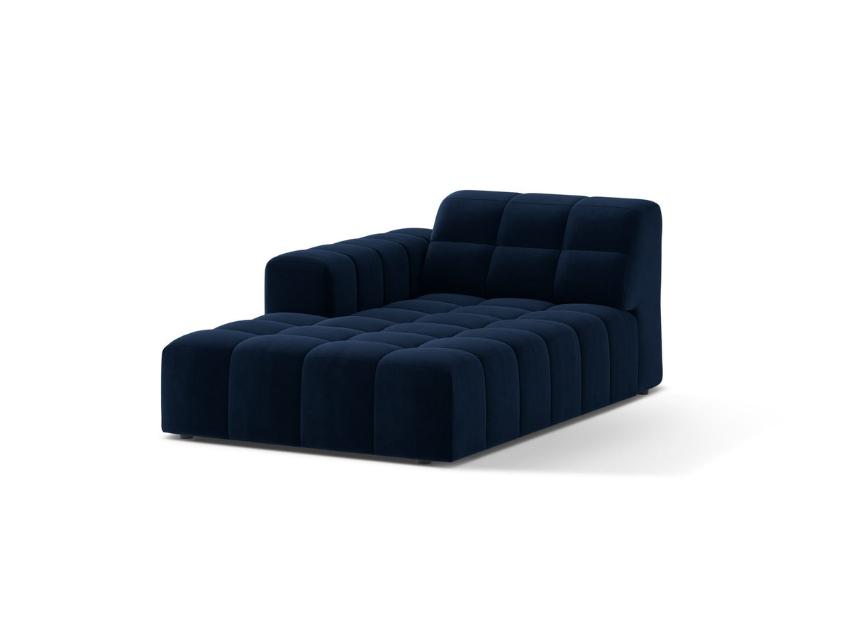 Chaiselongue Jennifer von Micadoni in Beige, Bezug aus Chenille-Stoff Eden, schwarze Kunststoffbeine, linksseitige Ausrichtung, modulares Sofaelement.