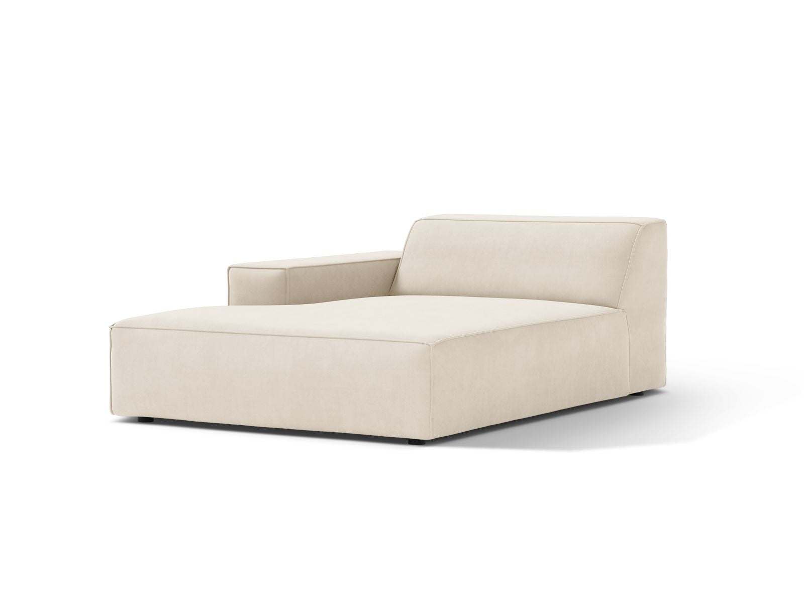 Elegante 1-Sitzer Chaise Longue Links Jodie in sanftem Beige, ideal für stilvolle Wohnräume und vielseitige Sofa-Kombinationen.
