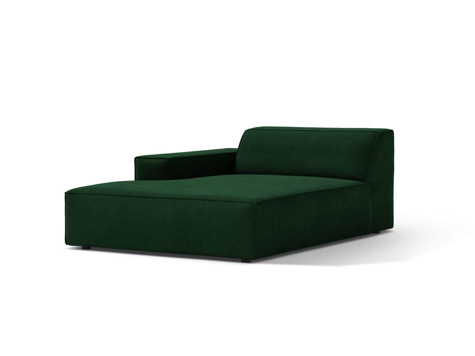 Elegante 1-Sitzer Chaise Longue Links Jodie in sattem Flaschengrün, ideal für stilvolle Wohnräume. Modulares Sofa von Micadoni.