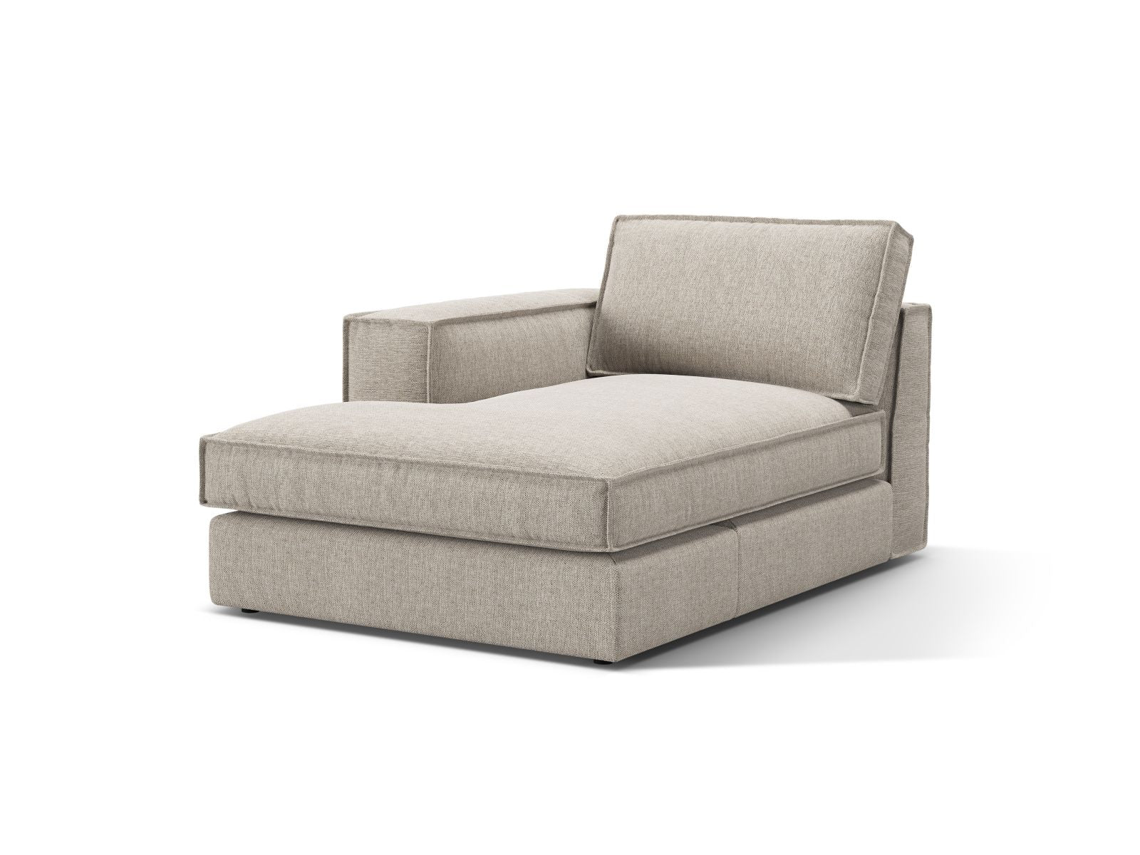 Elegante 1-Sitzer Chaise Longue links Pola in Sand-Babel, ideal für stilvolle Wohnräume und vielseitige Sofa-Kombinationen.