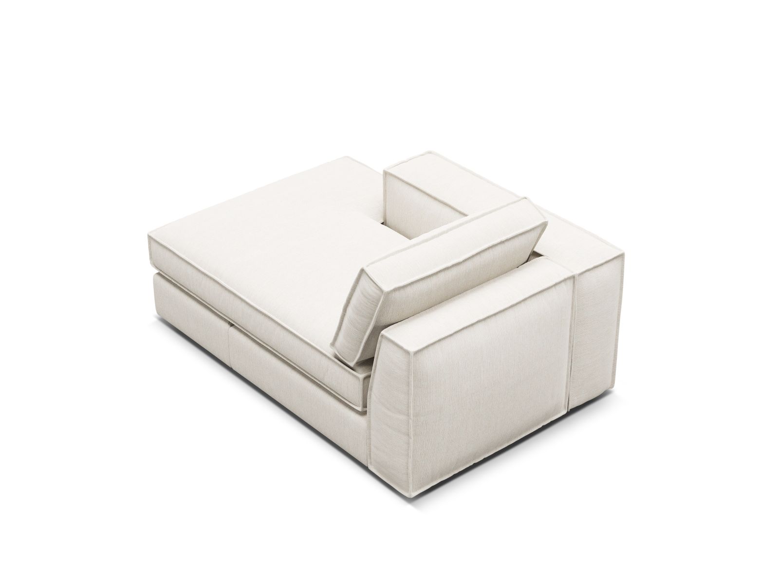 Elegante linke Chaise Longue Pola in Weiß, ideal für stilvolle Wohnräume und entspannende Momente.