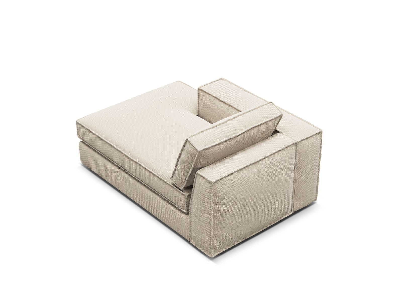Elegante linke Chaise Longue Pola in zartem Beige, ideal für moderne Wohnkonzepte und entspannende Momente.