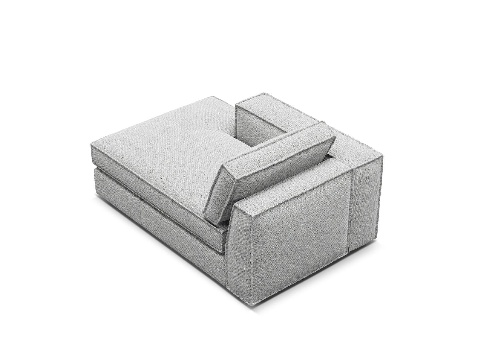 Elegante linke Chaise Longue Pola in dezentem Grau, ideal für stilvolle Wohnräume und vielseitige Sofa-Arrangements von Micadoni.