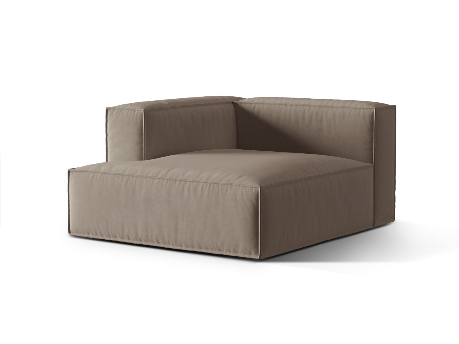 Nuria Velour Chaise Longue links 1 Sitzer in Warm grey-Paris präsentiert im Onlineshop von KAQTU Design AG. Modulares Sofa ist von Micadoni