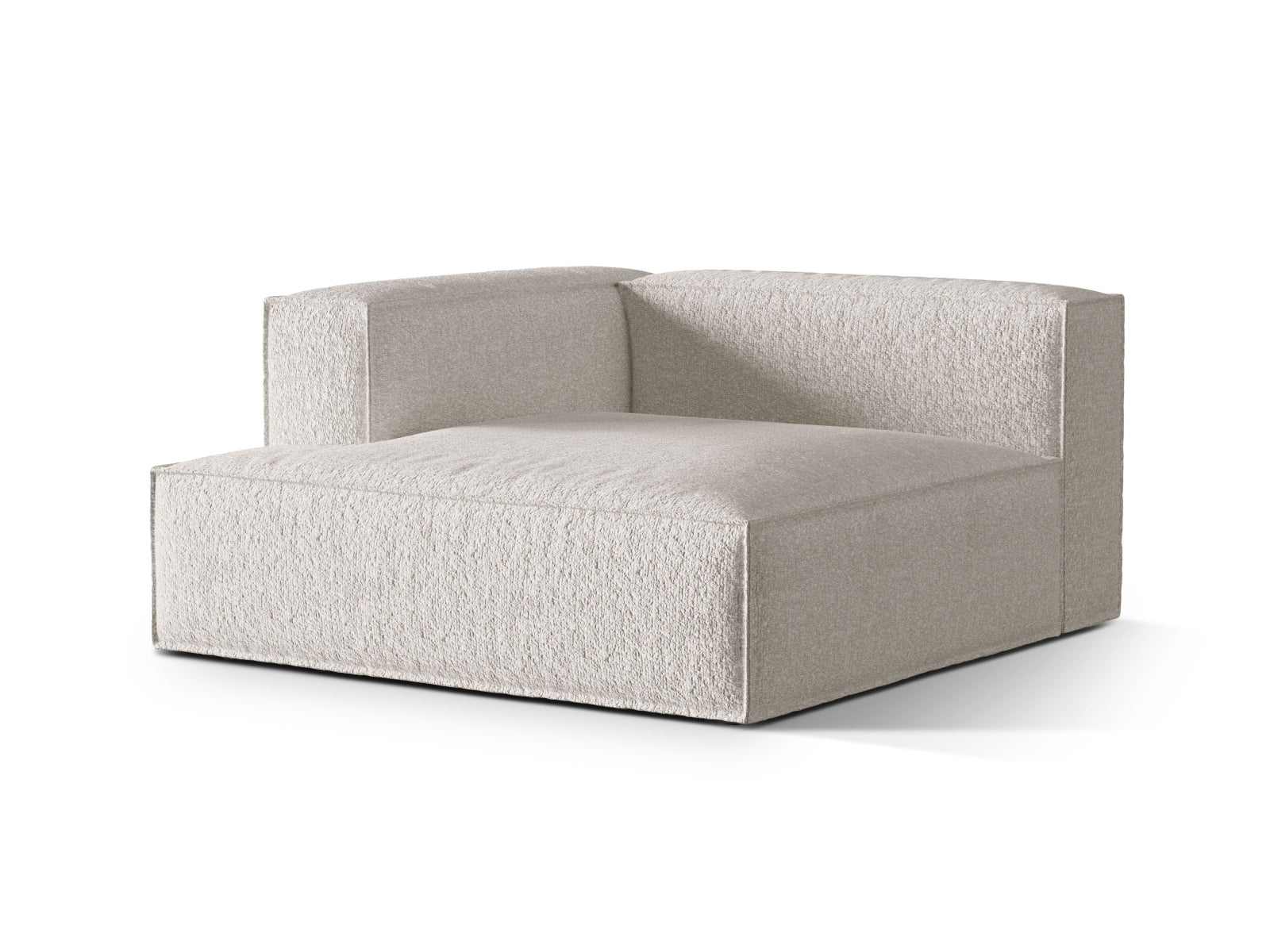 Elegante Nuria Modular Chaise Longue links in Grau-Beige Melange, ideal für stilvolle Wohnräume und vielseitige Sitzlösungen.