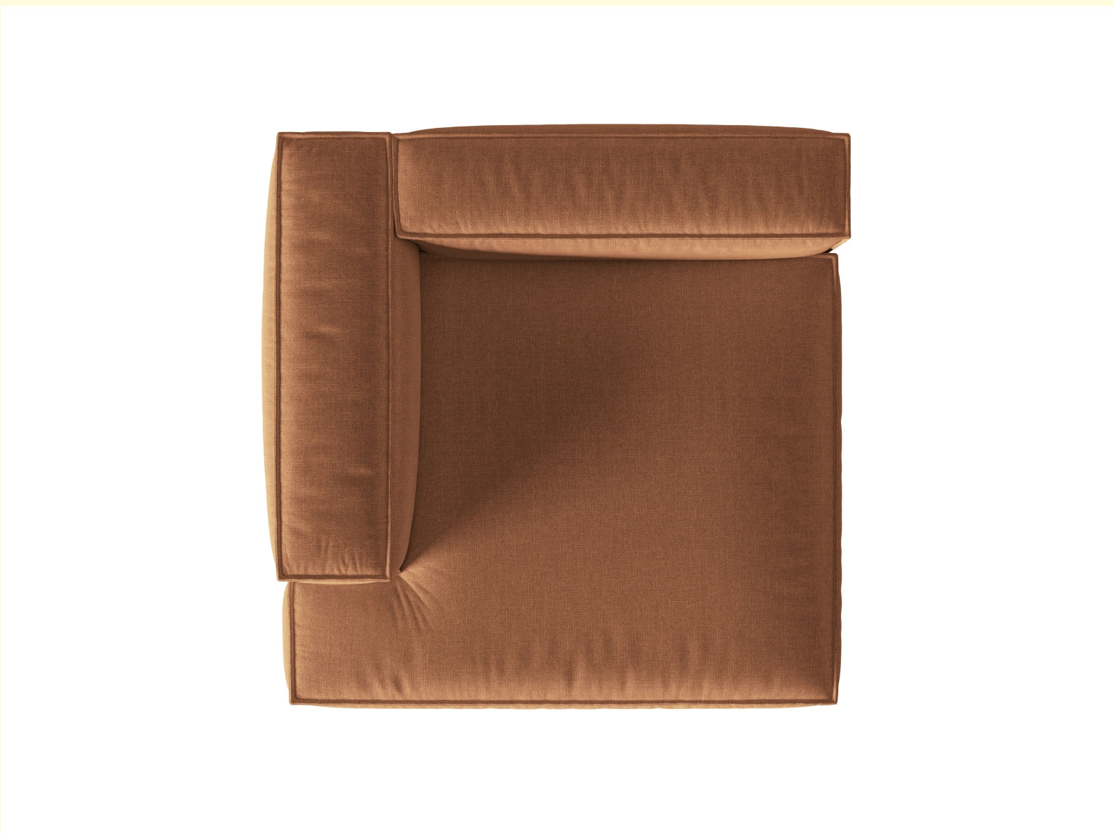 Stilvolle Nuria Velour Chaise Longue links, 1 Sitzer in warmem Honigton, perfekt für gemütliche und moderne Wohnambiente.