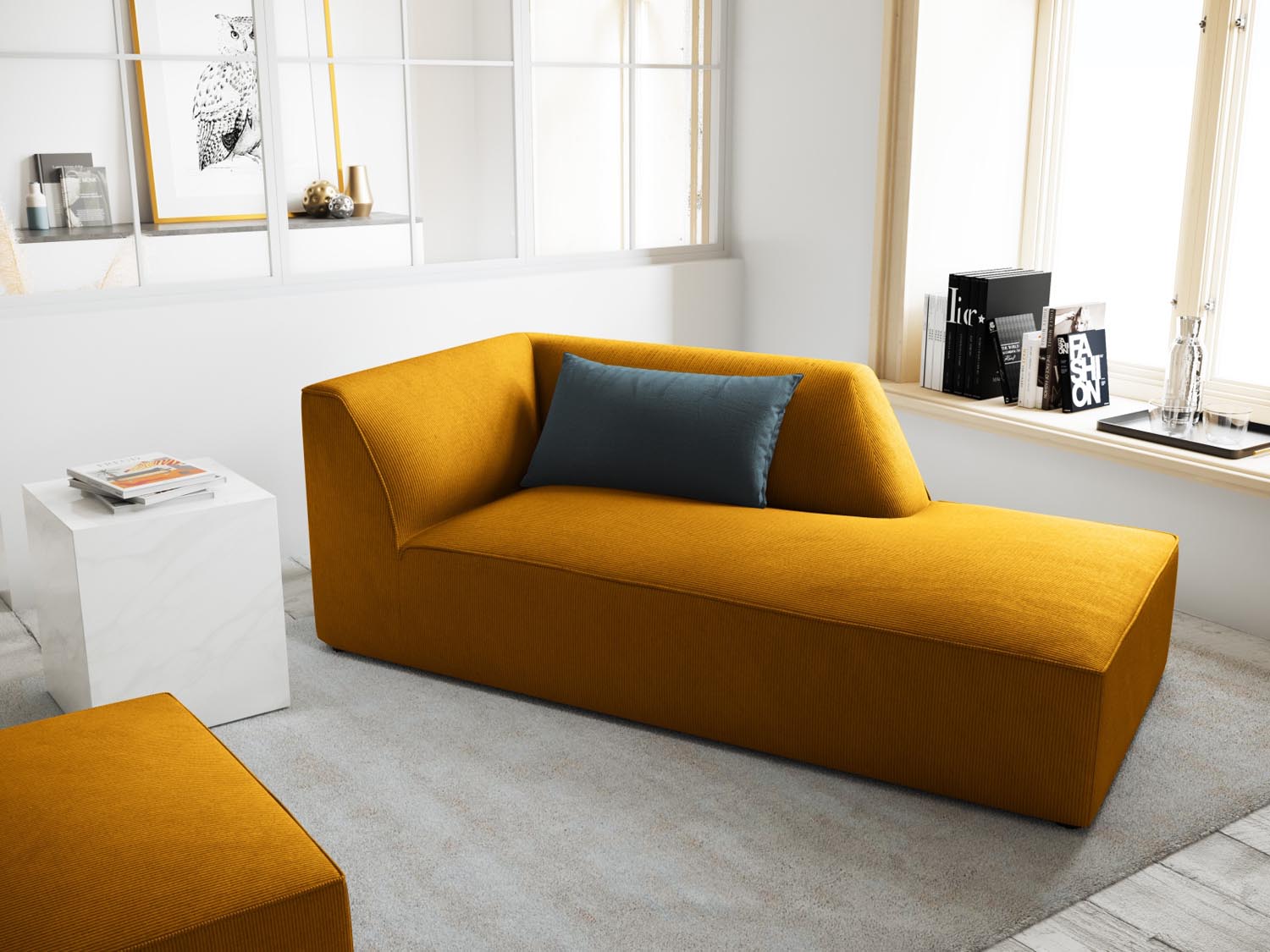 Ruby Sofa Chaise Lounge rechts 1 Sitz in Yellow präsentiert im Onlineshop von KAQTU Design AG. L-Sofa rechts ist von Micadoni