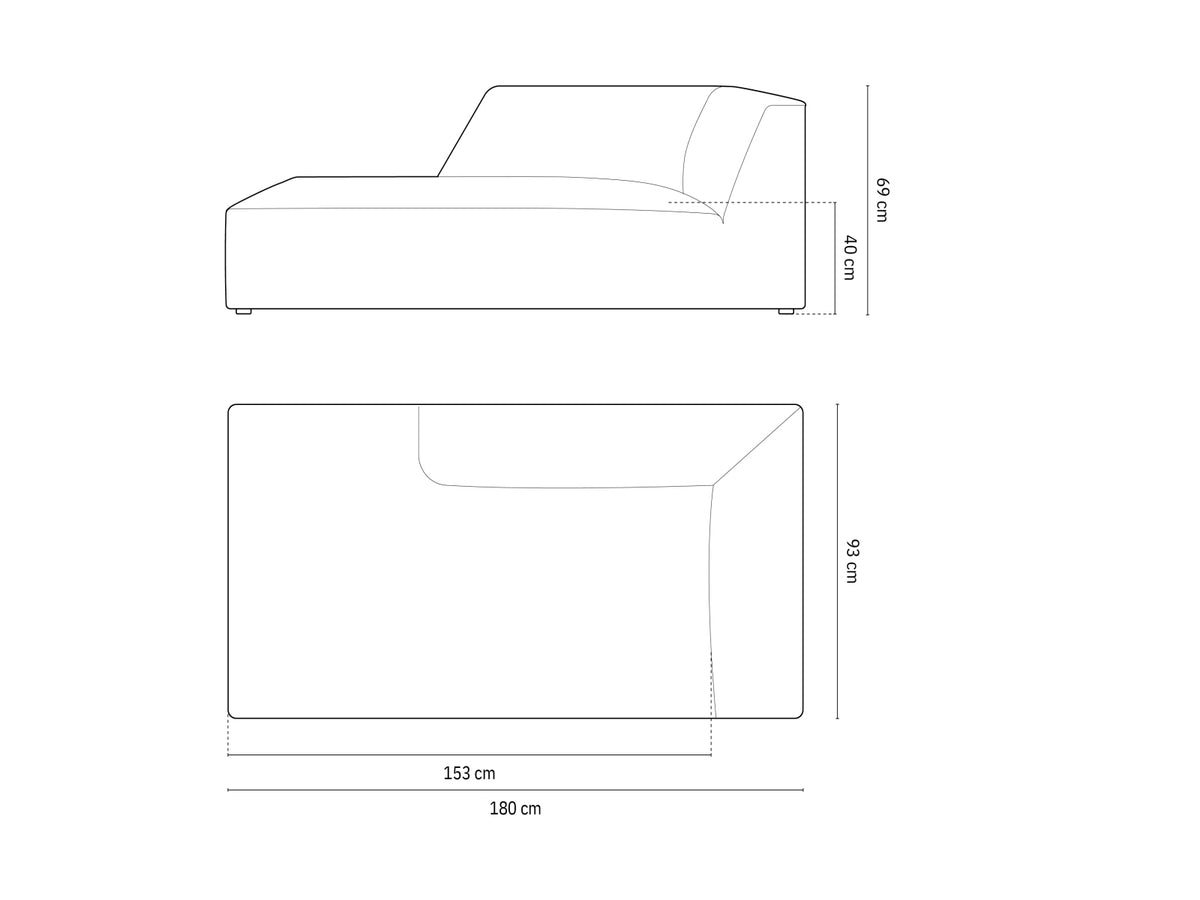 Ruby Sofa Chaise Lounge rechts 1 Sitz in Light Blue-Scala präsentiert im Onlineshop von KAQTU Design AG. L-Sofa rechts ist von Micadoni