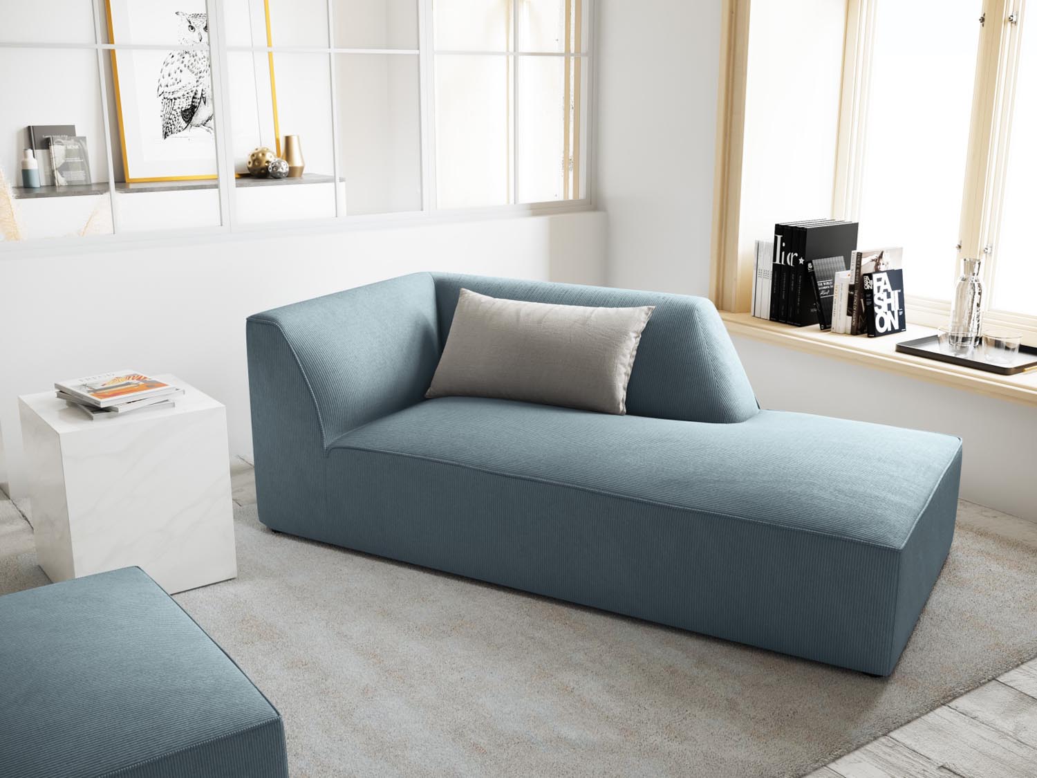 Ruby Sofa Chaise Lounge rechts 1 Sitz in Light Blue präsentiert im Onlineshop von KAQTU Design AG. L-Sofa rechts ist von Micadoni