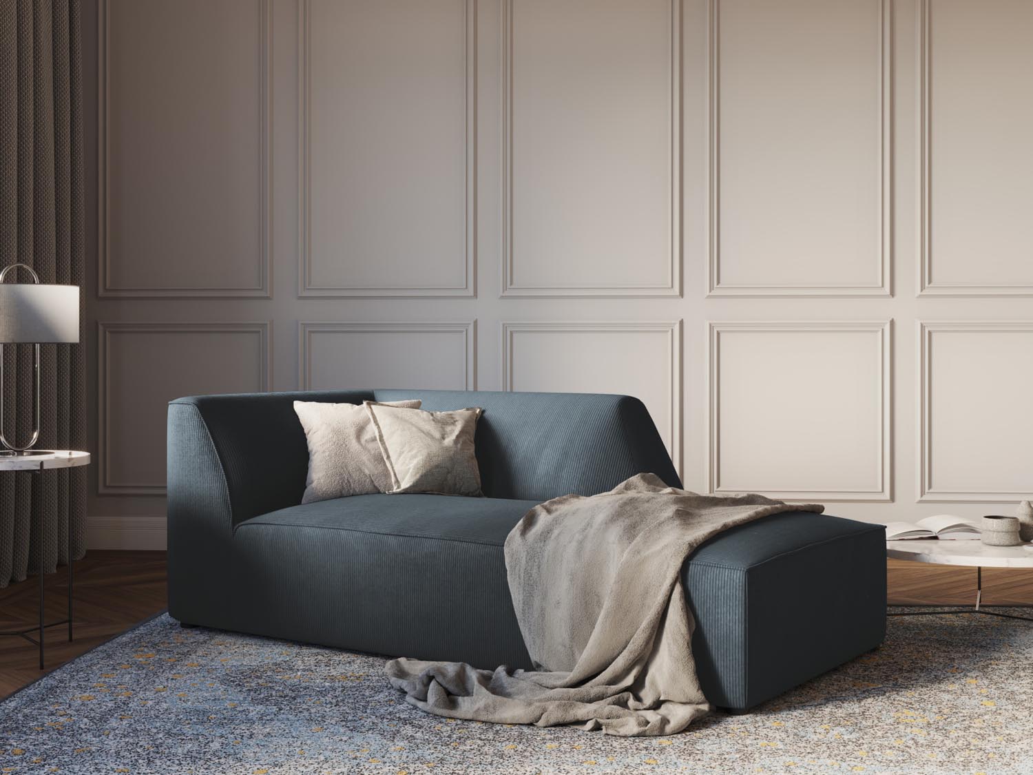 Ruby Sofa Chaise Lounge rechts 1 Sitz in Blue präsentiert im Onlineshop von KAQTU Design AG. L-Sofa rechts ist von Micadoni