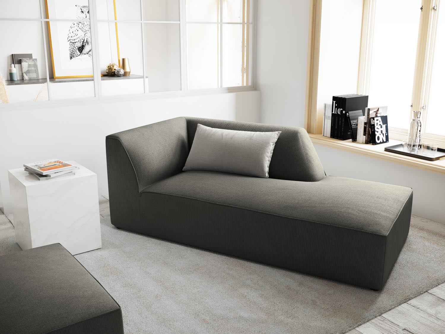 Ruby Sofa Chaise Lounge rechts 1 Sitz in Light Grey präsentiert im Onlineshop von KAQTU Design AG. L-Sofa rechts ist von Micadoni