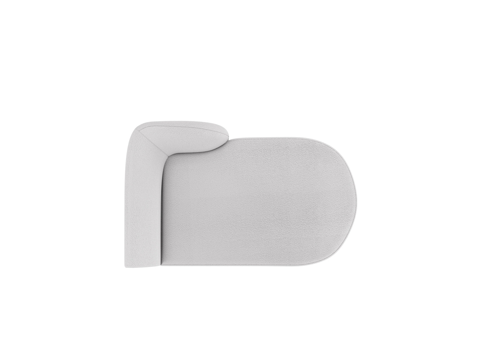Modernes 2-Sitzer Miley Boucle Sofa Chaise Lounge rechts in sanftem Grau, perfekt für gemütliche und stilvolle Wohnbereiche von Micadoni.
