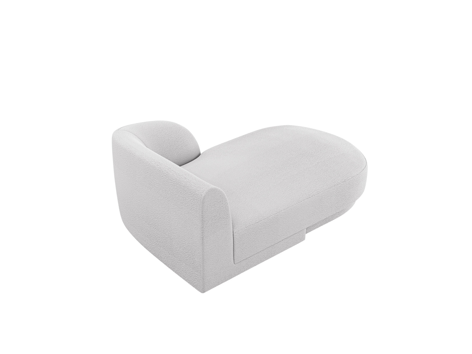 Elegantes Miley Boucle Sofa Chaise Lounge rechts, 2-Sitzer in sanftem Grau, ideal für stilvolle und komfortable Wohnräume von Micadoni.