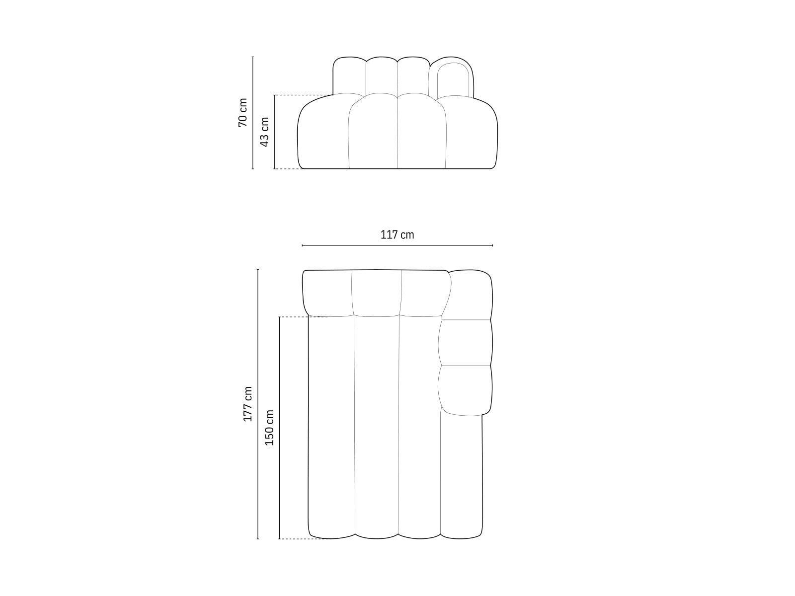 Lupine Sofa Chaise Lounge rechts 2 Sitzer in Light Beige präsentiert im Onlineshop von KAQTU Design AG. L-Sofa rechts ist von Micadoni